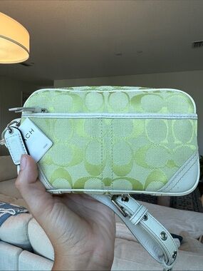 RARE Vintage Lime Green Coach Signature Belt Bag Y2K Jacquard, Authentic 💚